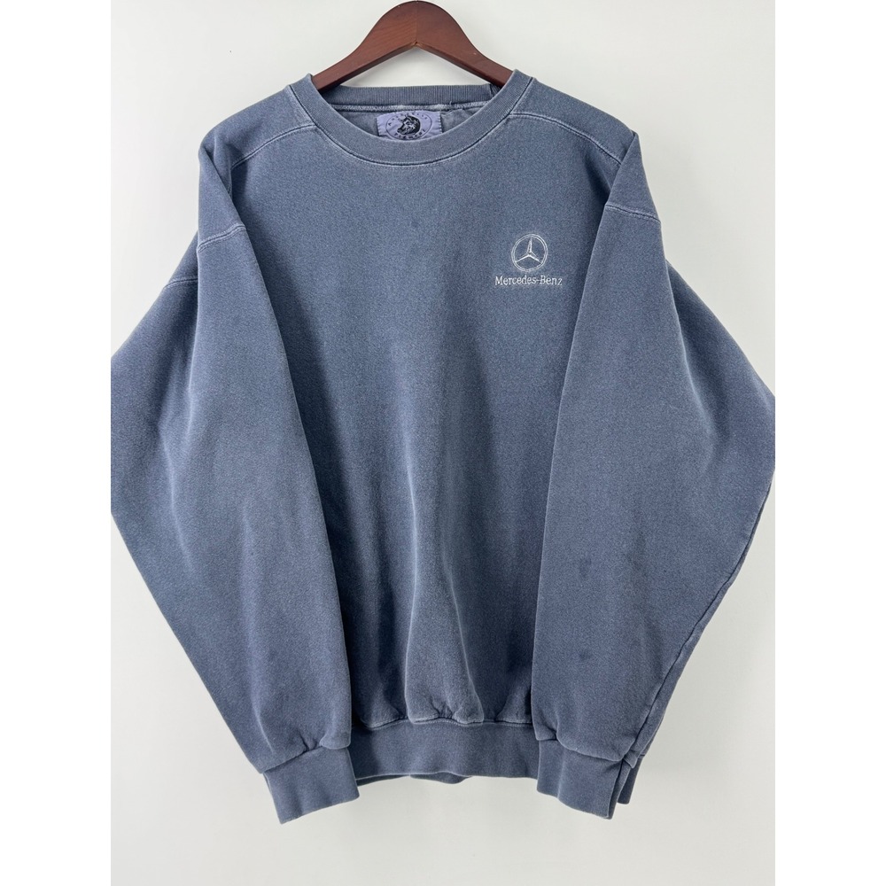 Authentic Pigment Mercedes-Benz Sweatshirt XL Blue USA Made Pigment Dyed Logo